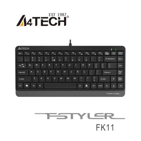 A4 Tech FK11 USB Q Tr Multimedia mini Siyah Gri Kablolu Klavye
