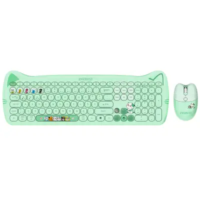 Everest KM-6283 CATTY Renkli Tuşlu Yeşil 2.4 ghz + BT Kablosuz Q Multimedia Klavye Mouse Set