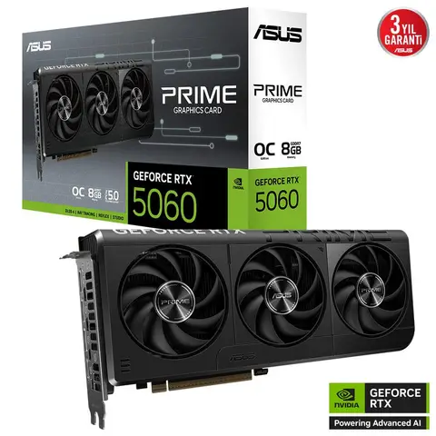 ASUS PRIME GeForce RTX 5060 OC 8GB GDDR7 128 Bit DLSS 4 NVIDIA Ekran Kartı