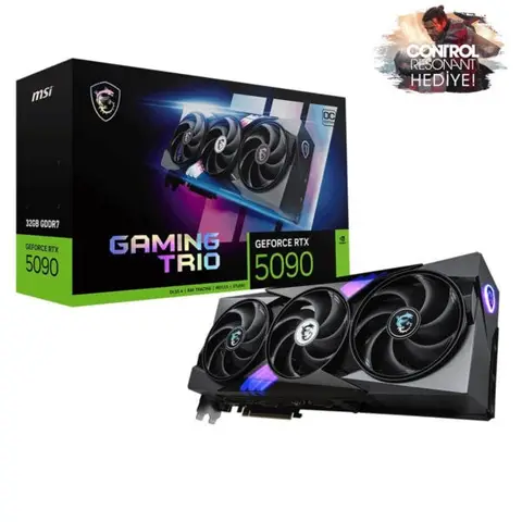 MSI GeForce RTX 5090 32G GAMING TRIO 32GB GDDR7 512 Bit DLSS 4 Ekran Kartı – CONTROL Resonant Hediyeli