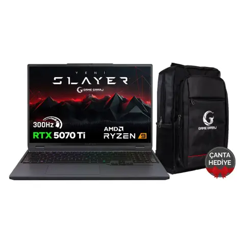Game Garaj Slayer R9T-5070Ti AMD Ryzen 9 9955HX RTX5070Ti 16" QHD+ FreeDos 300Hz Oyuncu Laptop
