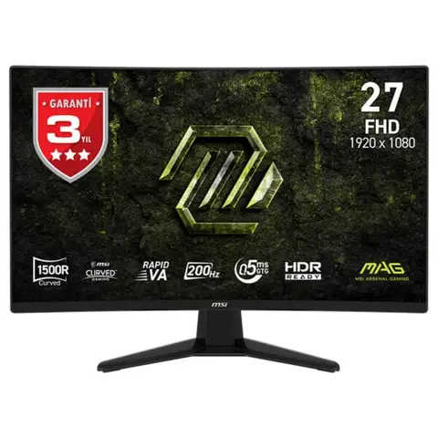 MSI MAG 274CF E20 27 inç 200Hz 0.5ms Full HD FreeSync Premium Rapid VA Kavisli Gaming Monitör