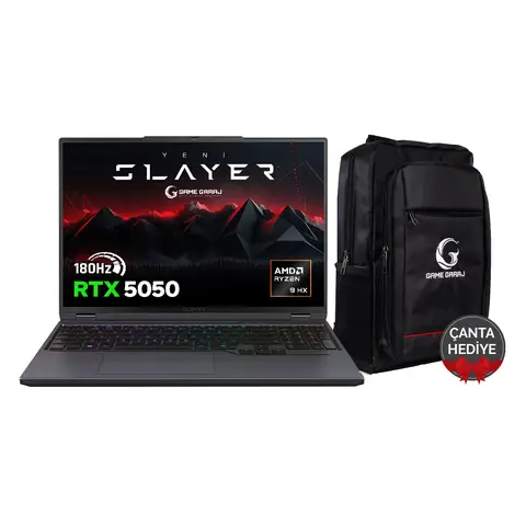 Game Garaj Slayer R9T-5050 C8 AMD Ryzen 9 7845HX 16GB RAM 500GB SSD RTX5050 16" 180Hz QHD FreeDos Oyuncu Laptop