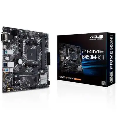 Asus Prime B450M-K II Sata,M2 Ddr4 4400MHz Usb 3.2 Hdmi Dvi Vga Ses G.Lan AM4 mATX Anakart