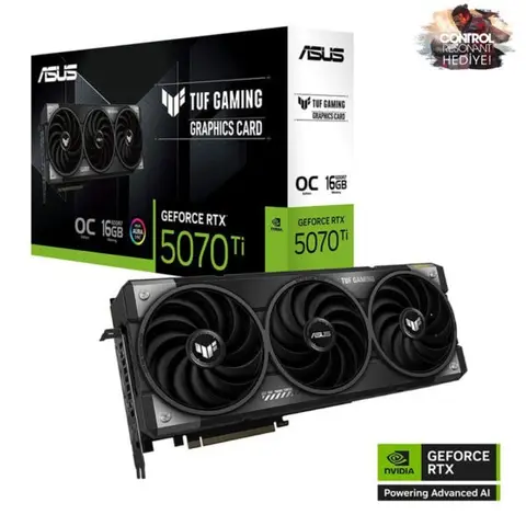ASUS TUF Gaming GeForce RTX 5070 Ti OC 16GB GDDR7 256 Bit DLSS 4 Ekran Kartı – CONTROL Resonant Hediyeli