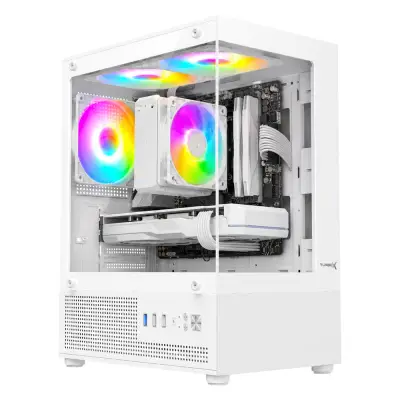 Turbox Trace Akvaryum Cam Tasarım Beyaz 3XARGB Fan 300W PSU USB 3.0 ATX Oyuncu Bilgisayar Kasası