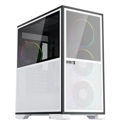 1ST PLAYER IF8 BTF BEYAZ ARGB 4X12CM FAN TERS ÇEVİRİLEBİLİR TEMPERLİ CAM MESH PANELLER E-ATX KASA