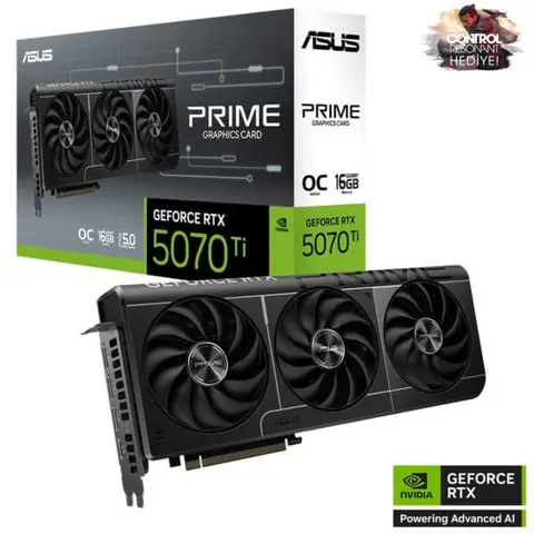 ASUS PRIME GeForce RTX 5070 Ti OC 16GB GDDR7 256 Bit DLSS 4 Ekran Kartı – CONTROL Resonant Hediyeli