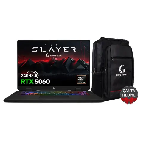 Game Garaj Slayer R9M-5060 C6 AMD Ryzen 9 8940HX RTX5060 32GB RAM 1TB SSD 16'' QHD+ 240Hz FreeDos Oyuncu Laptop