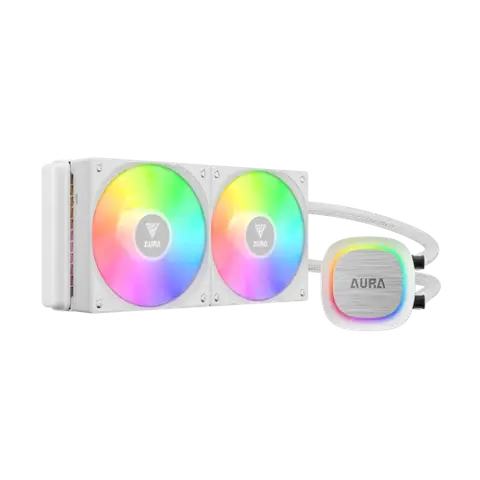 Gamdias AURA GL240 V2 WH 240mm 2x12cm ARGB Fanlı AMD-INTEL Beyaz Sıvı Soğutmalı İşlemci Fanı