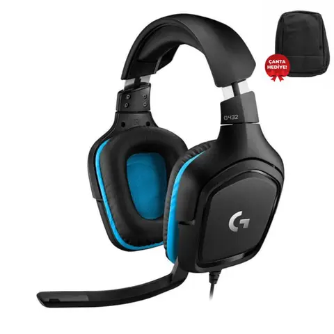 Logitech G432 7.1 Surround Siyah Gaming Kulaklık (981-000770) – Çanta Hediyeli