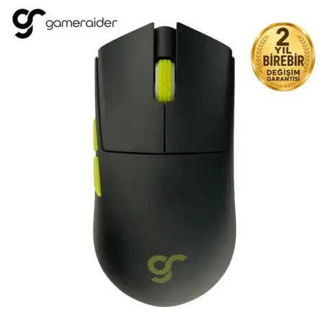 GameRaider GR3S PRO Obsidian Black PixArt 3395 Sensör Kablosuz Gaming Mouse – 2 Yıl Birebir Değişim Garantili