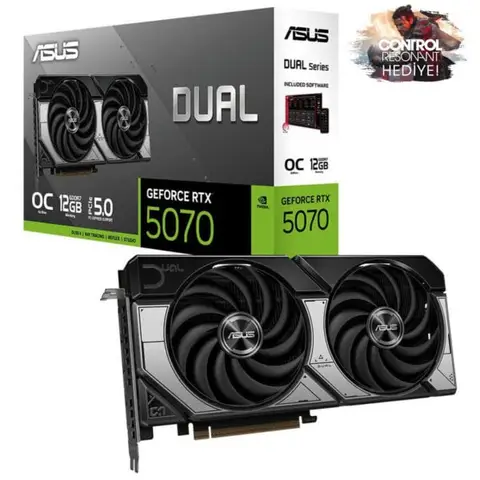 ASUS DUAL GeForce RTX 5070 OC 12GB GDDR7 192 Bit DLSS 4 Ekran Kartı – CONTROL Resonant Hediyeli