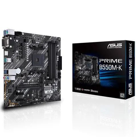 ASUS Prime B550M-K AM4 DDR4 4400 Hdmi Dvi Vga 2xm2 USB3.2 mATX Pcie 4.0 Ram Anakart