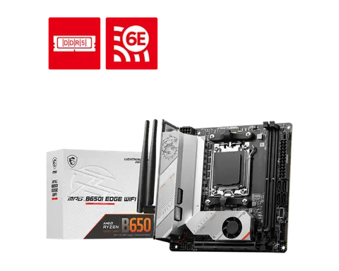 Msi MPG B650I EDGE WIFI SC-AM5 B650 DDR5 7200Mhz M.2 2.5Gbit LAN Wi-Fi 6E mITX AMD Anakart