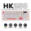 Hawk Gaming HK258 Membrane LCD RGB Kablosuz/Bluetooth Beyaz Pembe Full Türkçe Gaming Klavye