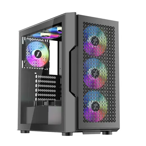 1ST Player Trilobite T7 Siyah 750w 80+ ARGB 4x12cm Fan Temperli Cam Mesh USB 3.0 Atx Kasa