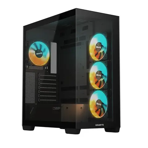 Gigabyte C500P Panoramic ATX Siyah Kasa - 360mm Radyatör, 4x ARGB Fan, USB 3.2 Gen2 Type-C & 2xUSB 3.0