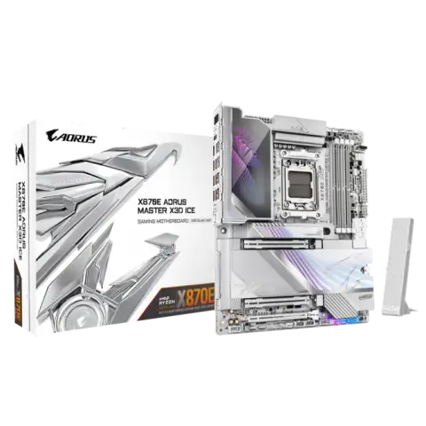 Gigabyte X870E AORUS MASTER X3D ICE Sc-AM5 DDR5 9000Mhz 3xM2 5-10Gbe Wi-Fi 7 ATX AMD Anakart