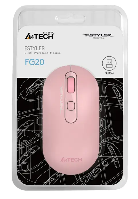 A4 Tech FG20 2000Dpi 4 Tuşlu 2.4Ghz Pembe Kablosuz Mouse