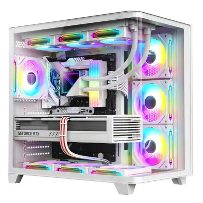 Dragos Ocean Curved Pro V2 Beyaz 7x Argb Fan USB 3.0 Type-C ATX Bilgisayar Kasası Beyaz