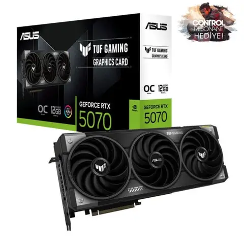ASUS TUF Gaming GeForce RTX 5070 OC 12GB GDDR7 192 Bit DLSS 4 Ekran Kartı – CONTROL Resonant Hediyeli