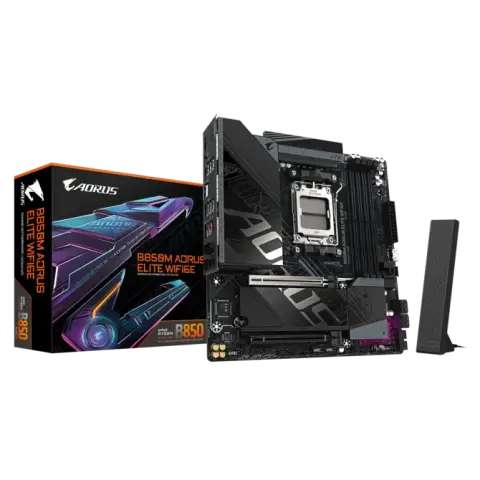Gigabyte B850M AORUS ELITE WIFI6E Sc-AM5 DDR5 8200Mhz 2xM2 2.5Gbit Wi-Fi 6E mATX AMD Anakart