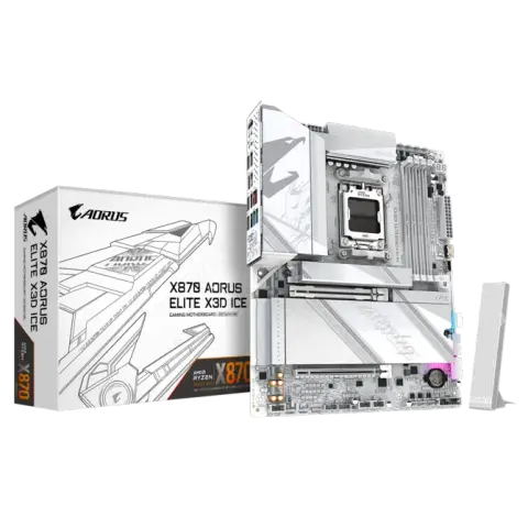 Gigabyte X870 AORUS ELITE X3D ICE Sc-AM5 DDR5 8800MHz 4xM2 5Gbit Wi-Fi7 ATX AMD Anakart