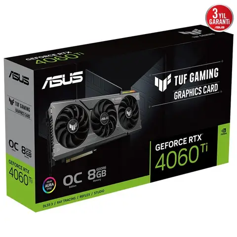 ASUS TUF GeForce RTX4060 Ti 8GB GDDR6 128Bit Oc Ekran Kartı