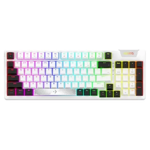 AQIRYS Adara Beyaz/Siyah %95 HaiMu Linear Pink Switch Hotswap RGB İngilizce Mekanik Gaming Klavye – 2 Yıl Birebir Değişim Garantili