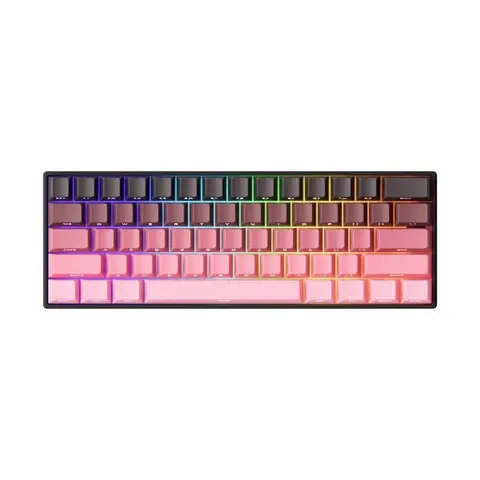 AKKO MONSGEEK FUN60 Max Shine-Through Black-Pink Gradient Hall Effect Manyetik Switch 8K Hz ARGB Kablosuz Hotswap Gaming Klavye
