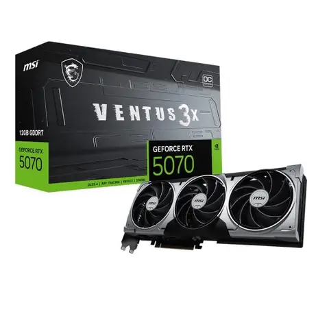 MSI GeForce RTX 5070 12G VENTUS 3X OC 12GB GDDR7 192 Bit DLSS 4 Ekran Kartı – CONTROL Resonant Hediyeli