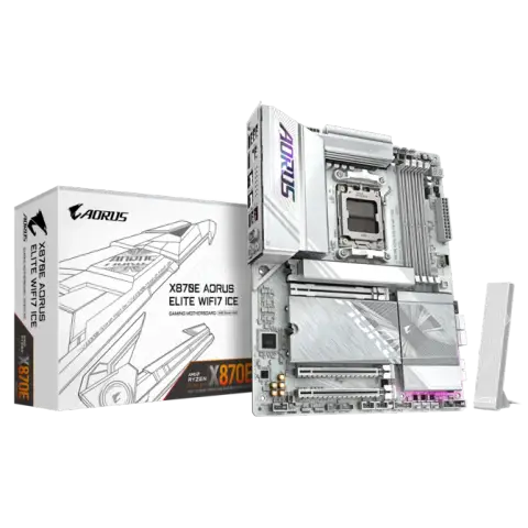 Gigabyte X870E AORUS ELITE WIFI7 ICE Sc-AM5 DDR5 8200MHz 2xM2 2.5Gbit Wi-Fi 7 ATX AMD Anakart